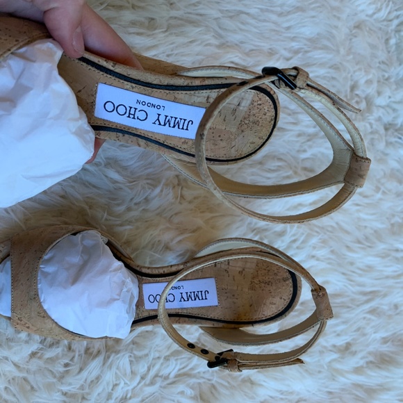 Jimmy Choo Miranda 100 Cork Sandal Pumps Heel - Picture 3 of 8